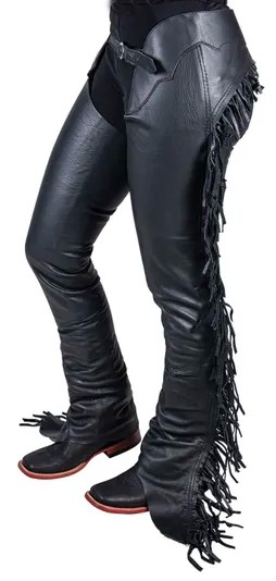 Western Equitation Show Chaps – Black Smooth Leather – Sizes XS,S,M,L,XL