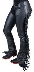 Western Equitation Show Chaps – Black Smooth Leather – Sizes XS,S,M,L,XL