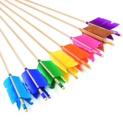 6/12PC 32″ Wooden Arrows 4″ Feathers Flu-Flu Traditional Longbow Archery Hunting