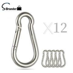 12 Pack 440 Lbs 304 Stainless Steel For Hiking Fishing Carabiner Clip Snap Hook