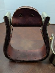 Vintage Diablo USA Silver Plated Overlay Western Saddle Stirrups Engraved Pair