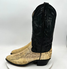 Dan Post Men Size 9D Brown Snake Skin Pull On Western Cowboy Boot