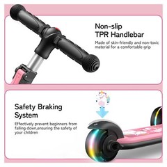 Besrey 3 Wheel Scooter for Kids with Adjustable Height,Pink Unicorn