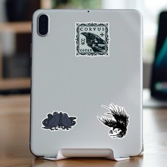 30Pcs Random Vintage Dark Forest Gothic Cool Crow Raven Bird Waterproof Stickers