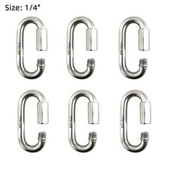 6PCS 1/4″ 316 Stainless Steel Quick Link Chain Connector 1/4 Carabiner Climbing