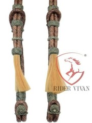 Chestnut Rawhide and Black Knotted Headstall, 16 Plaits Rawhide Headstall,
