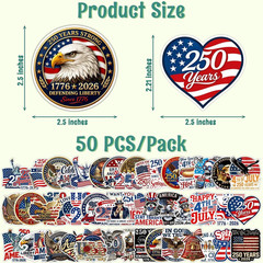 50-200Pcs 250th Anniversary Sticker USA 250 Years of Freedom Anniversary