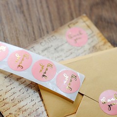 500 Blush Gold 1″ Round Self Adhesive Thank You STICKERS DIY Craft Favors Labels