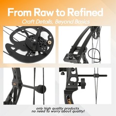 Compound Bow Arrow Kit Adjustable 0-70Lbs 325fps IBO 16.4-30″ Hunting Bowfishing