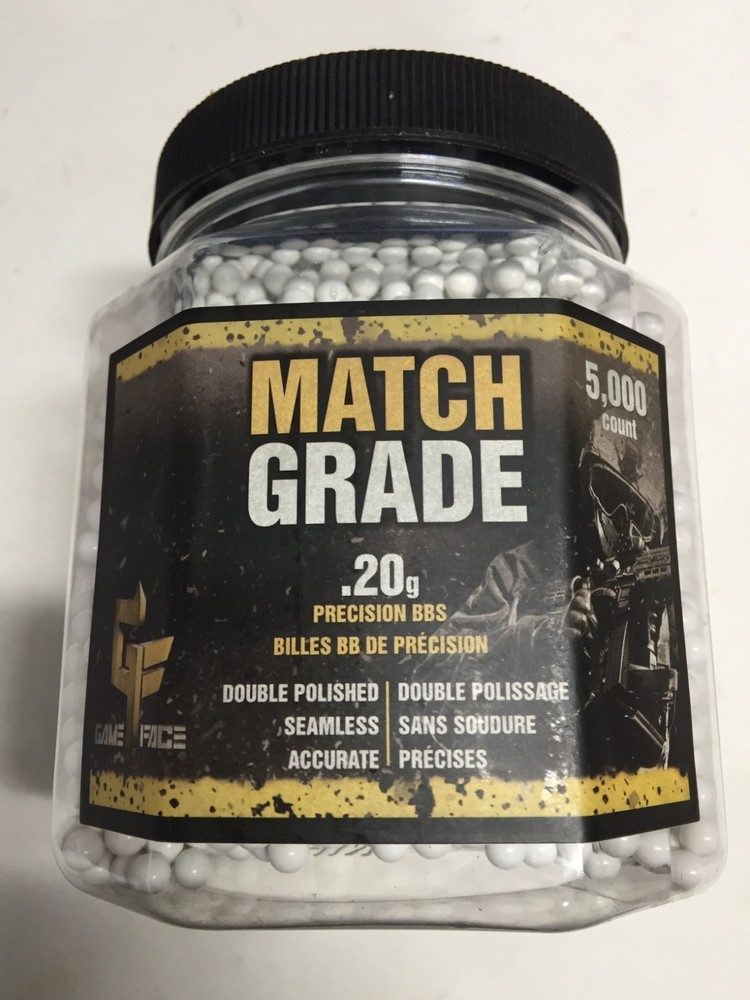 Game Face 20GPW5JB535 6mm Match Grade .20g 6Mm White Airsoft bbs