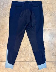 Dover Full Seat breeches- Size 32 Navy with Light blue piping