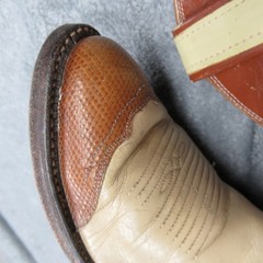 Tony Lama 6214 Western Boots Mens 8 D Cowboy Brown Lizard Snip Toe Vamp USA Made