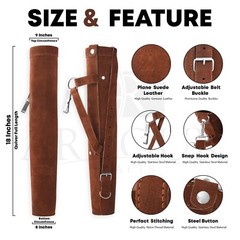 Genuine Suede Leather Back Arrow Quiver Traditional Handmade Quiver for Arrows