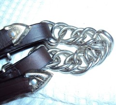 SIMCO Western Leather Chain Curb Chin Strap – SILVER BUCKLES – 3-Holes – GREAT