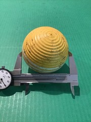 VINTAGE Yellow 3-STRIPE RIBBED 3.25″ CROQUET BALL REPLACEMENT Forster Large Size