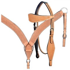 BH HILASON Western Horse Headstall Breast Collar Tack Set Genuine American