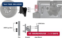 Extreme Max 5001.5797 Spare Tire Relocation Bracket for 2007-2018 Jeep Wrangler