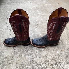Dan Post Men’s Pull-On Western Cowboy Boots Square Toe Black/Brown US 8.5