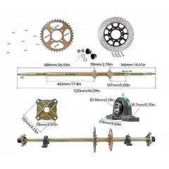 44in Rear Live Axle Wheel Hub Complete Kit For ATV Buggy Quad Go Kart Golf Cart