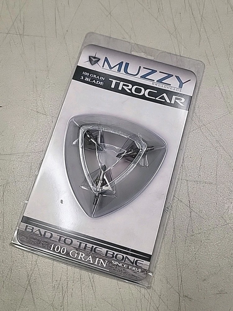 Muzzy Trocar 290 100 Grain Broadhead 3-Blade Hunting Tip Screw On 3 Pack OPENED