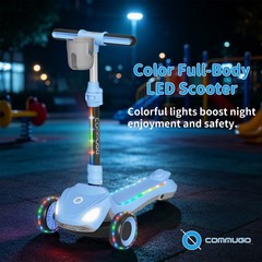 Commugo Electric Scooter Kids Light-Up Wheels Lean-to-Steer 5 mph 3-12 Years