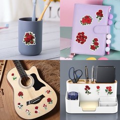 30Pcs Aesthetic Red Plant Rose Floral Flower Valentine’s Day Waterproof Stickers