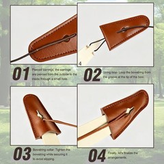 KURUGEILI 2pcs Archery Recurve Bow Limb Protector Leather Tip Guard Brown