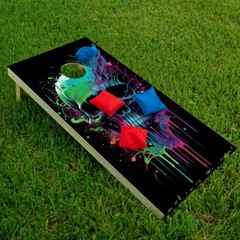 Neon Splatter Paint Skull Gothic Cornhole Board Wraps and Decals Vinyl Sticker