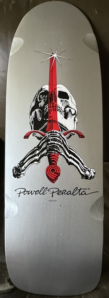 2019 Powell Peralta Skull And Sword Silver Reissue Skateboard Deck Ray Rodriguez