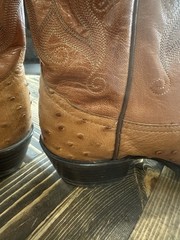 Tony Lama Ostrich Leather Peanut Brittle”Cowboy Boots Men’s Size 8 EE