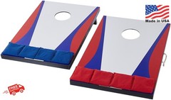 Amazon Basics Portable Cornhole Set, Outdoor Game Bean Bag Toss with Carrying Ca