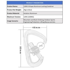 2/4Pack Twist Locking Carabiner Clips Heavy Duty 12 KN D Lock Aluminum Carabiner