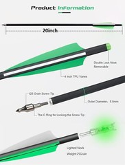 Archery Crossbow Bolts 20 Inch Carbon Arrows Hunting Broadheads Led Nocks Shoot