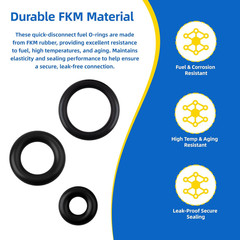 O-Ring Kit Compatible with Harley-Davidson Fuel Line Quick Disconnect Used on Ma