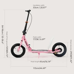 Foldable Commuter Kick Scooter For Teens Kids w/ 12″ Large Air Rubber Tires Xmas