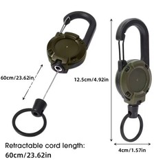 Retractable Carabiner Keychain 5pcs Heavy Duty Steel Wire Reel Key Ring Clip