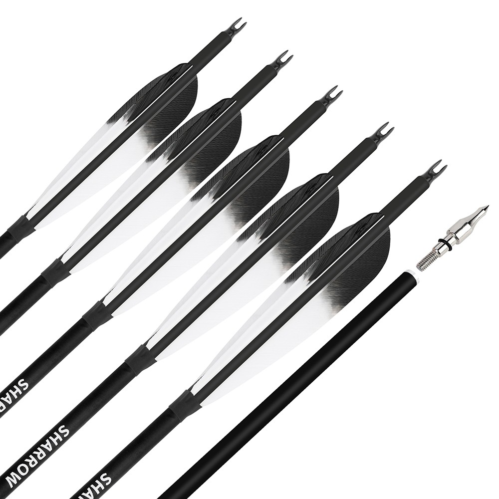 28″ 30″ 31″ Carbon Arrows SP500 Archery 5″ Feather Recurve Compound Bow Hunting