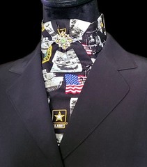 PRE-TIED Dressage Stock Tie, Classic Army (Support Our Troops) Print (NEW)
