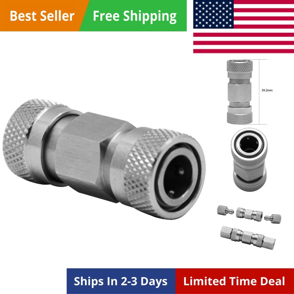 Paintball PCP Double 8mm Female Quick-Disconnect Coupling Adaptor Stainless S…