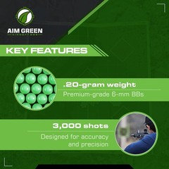 Aim Green Tracer Biodegradable Airsoft BBS, Glow-in-The-Dark BBS, 3,000 Count…