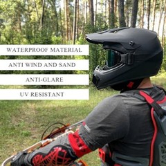 Dirt Bike Goggles, Windproof ATV Off-Road Goggle, Wide Vision Riding Black-red