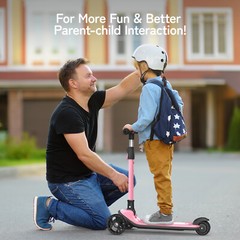 Besrey 3 Wheel Scooter for Kids with Adjustable Height,Pink Unicorn