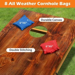 Solid Wood Premium Cornhole Game Set, Bean Bag Toss Game for Tailgate, Outdoor,
