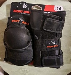Triple Eight 8 Ball Wrist Brace Left & Right Hand & Elbow Pads Size 14+ Black