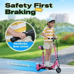 Zupapa Kids E-Scooter, Seat, 60Min, 10MPH, 155LBS