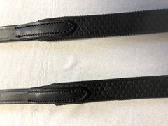 Shires Blenheim Black Leather and Nylon Insert Rubber Grip Reins 54″ x 5/8″