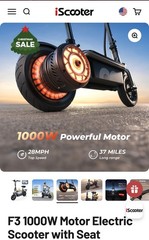 Iscooter F3 1000W Foldable Electric Scooter 48V13AH Commute 28MPH W/Seat 10″ US