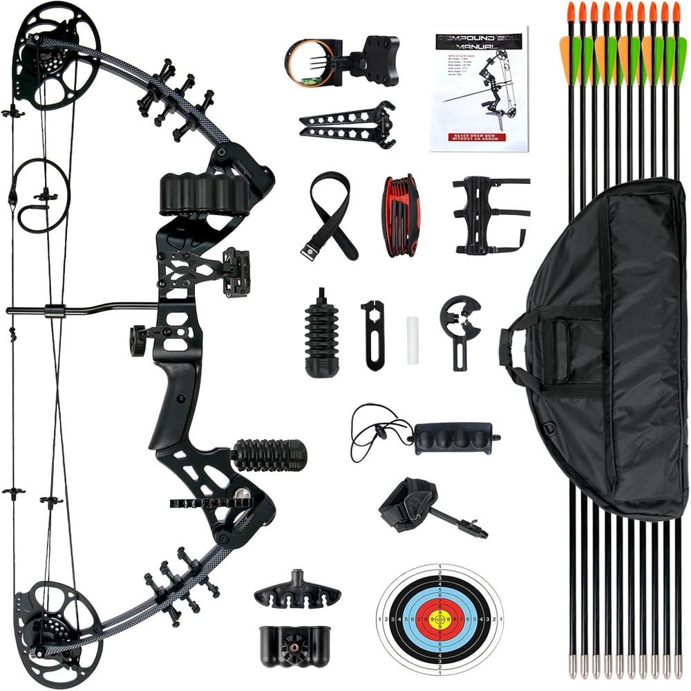 Youth Compound Bow Set 15-45 Lbs for Teens and Beginner, Package with Archery Hu