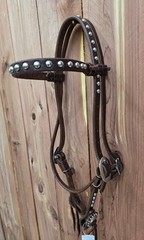 Large Stainless Dotted Browband Headstall Western Full Size