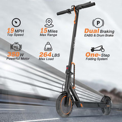 Electric Scooter 350W/500W Motor 8.5–10in Tires 19–22MPH Dual Brake